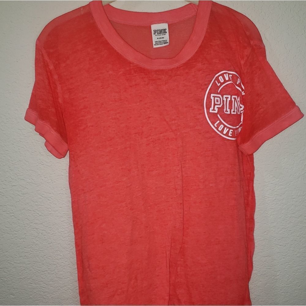 Victoria's Secret PINK Women's Logo Short Sleeve T-Shirt Top Orange M - Picture 4 of 6